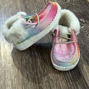 Hey Dude Multicolor Kids Moccasins with Faux Fur